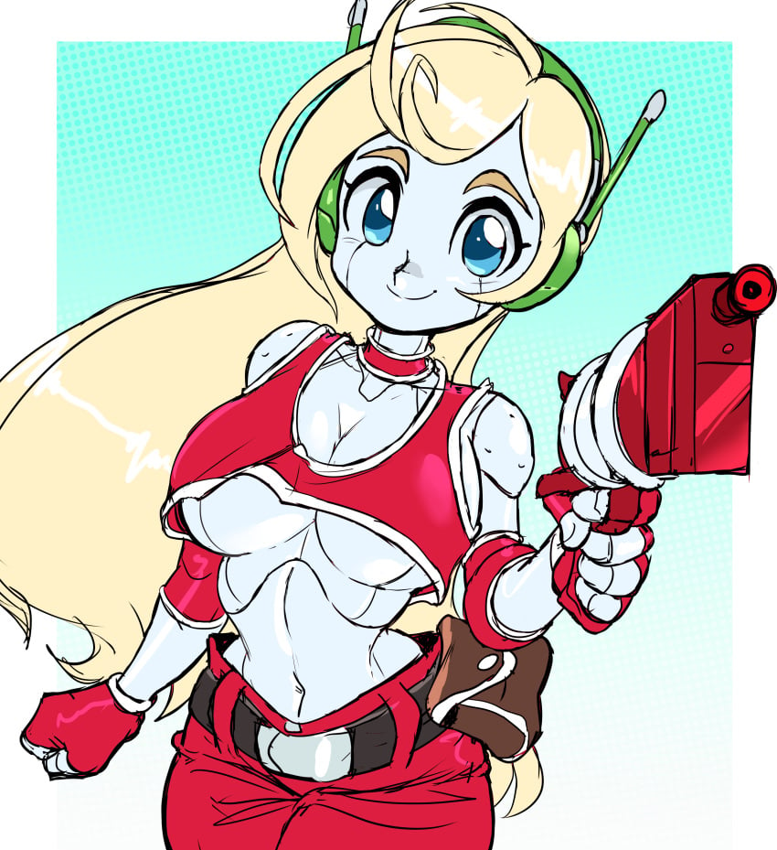 1girls android big_breasts blonde_hair breasts cave_story curly_brace robot robot_girl skimpy teevo