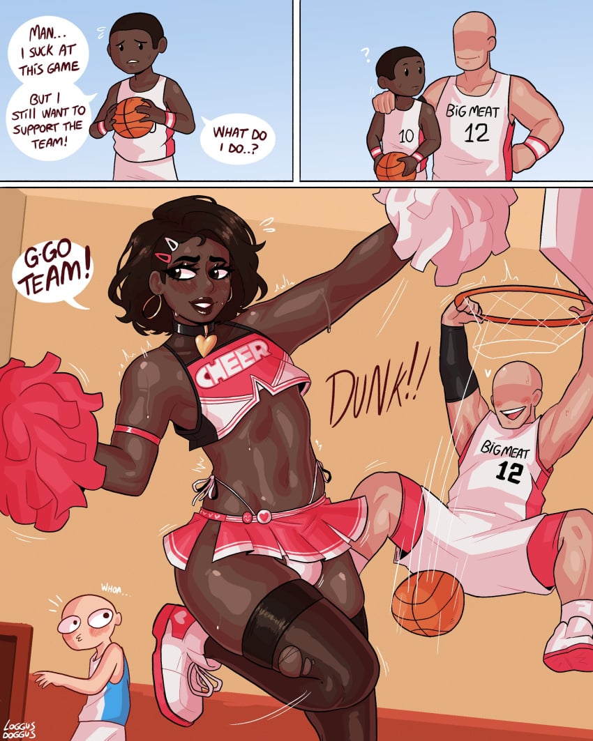 1femboy 3boys absurd_res absurdres androgynous arm_on_shoulder artist_name athletic athletic_femboy athletic_male bald bald_man basketball basketball_(ball) basketball_uniform before_and_after belly belly_button big_dom_small_sub big_meat_(loggus_doggus) black_femboy black_legwear black_thigh_highs black_thighhighs blush blush_lines blushing blushing_profusely brown_hair bulge bulge_in_panties bulge_through_clothing bulge_under_clothes cheerleader cheerleader_outfit cheerleader_uniform clothed clothes clothing collar credits crop_top crossdressing curvaceous curvy curvy_body curvy_figure curvy_hips darius_(loggus_doggus) dark-skinned_femboy dark-skinned_male dark-skinnedsub dark_hair dark_skin detailed_background dialogue dominant_male dressed duo ear_ring earring earrings english english_text eyebrows eyelashes eyes_open faceless_character faceless_male femboy femboy_focus femboysub feminine feminine_body feminine_male feminine_pose feminization flat_chest flat_chested fully_clothed girly hand_on_shoulder heart hearts hi_res high_resolution highres hoop_earrings human human_only indoors legwear light-skinned_male light_skin lipstick loggus_doggus looking_away looking_right low-angle_view male male_focus male_only miniskirt motion_lines multiple_boys no_penetration open_eyes open_smile original original_character otoko_no_ko otokonoko panties panties_bulge penis_in_panties penis_under_clothes penis_under_panties penis_under_skirt red_skirt revealing_clothes ripped_clothing ripped_leggings ripped_stockings shiny shiny_clothes shiny_hair shiny_skin shivering shoes shoes_on short_hair shoulder_length_hair skirt slim_waist small_penis small_waist smile smiling solo_focus speech_bubble sport standing standing_on_one_leg submissive_femboy submissive_male sweat sweatdrop sweaty text text_bubble thick_thighs thigh_highs thighhighs thighs thin_waist tight_legwear transformation tremble_lines tremble_spikes trembling trembling_legs trembling_penis underwear very_high_resolution white_panties wide_hips