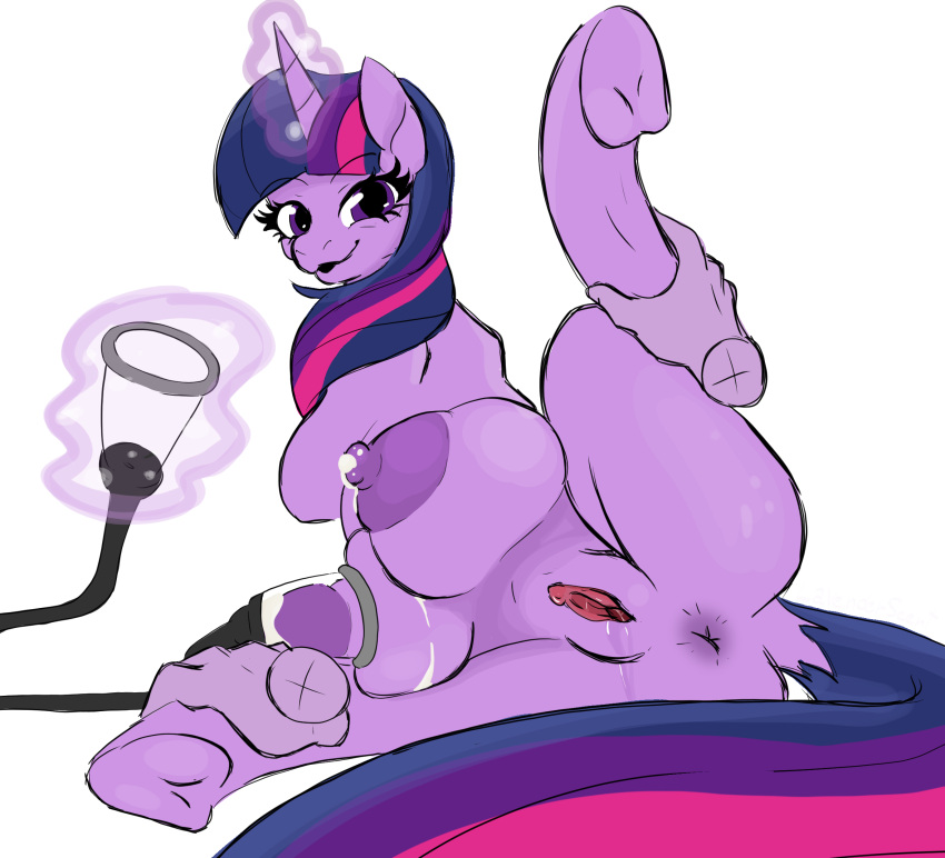 anthro bodily_fluids breast_milking breasts duo equid equine female feral friendship_is_magic genital_fluids genitals hasbro hi_res horn horse lactating lavenderscent machine male male/female mammal milk milking_machine my_little_pony mythological_creature mythological_equine mythology pony twilight_sparkle_(mlp) unicorn