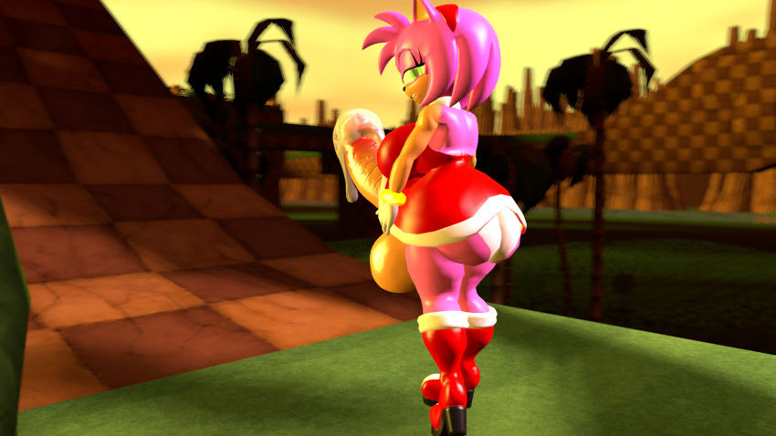 2014 3d amy_rose big_ass big_balls big_breasts big_penis clothed clothed_feral clothed_futanari clothing erect_penis erection futa_only futanari green_eyes green_hill_zone looking_at_viewer pink_fur precum sega shy sonic_(series) sonic_the_hedgehog_(series) tagme thatsalottanuts