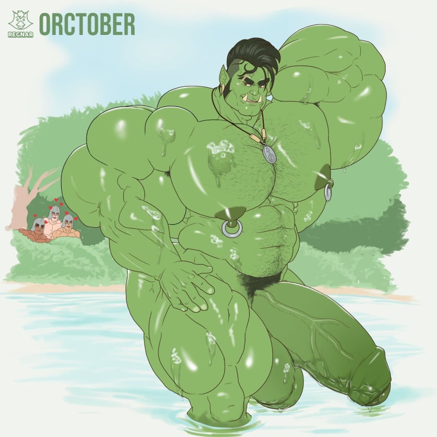 bodybuilder hyper hyper_balls hyper_cock hyper_genitalia hyper_penis hyper_testicles male male_only muscles muscular muscular_arms muscular_male muscular_thighs orc orc_male regnar solo solo_male