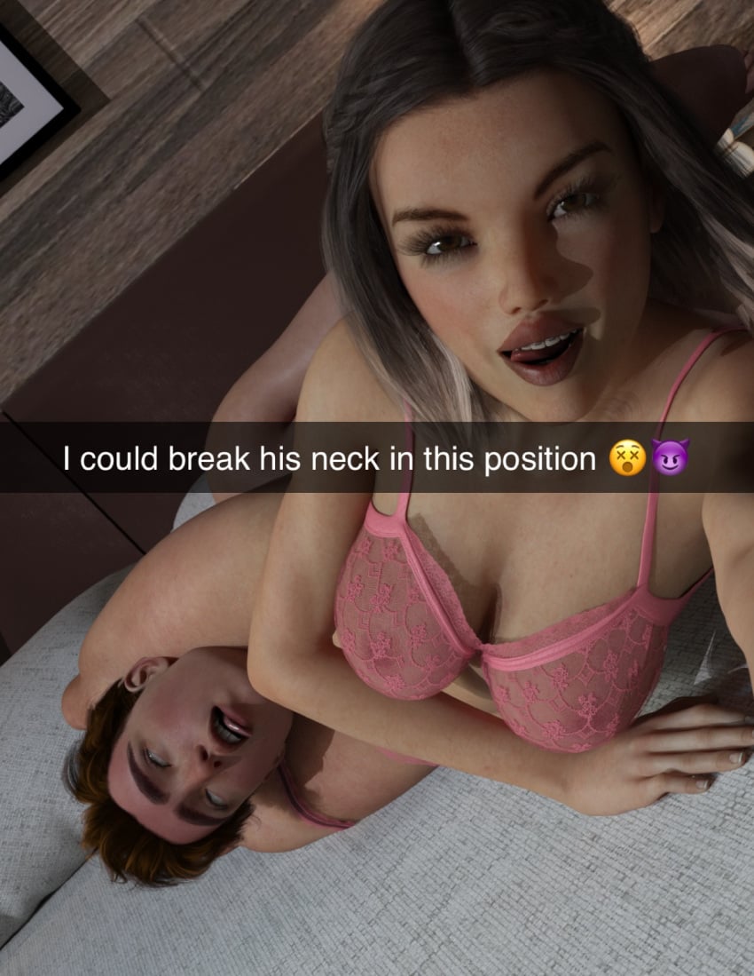 1boy 1girls 3d abs areolae assertive_female barefoot breasts cellphone choking cowgirl_position crush divine_control female female_focus femdom fit_female headscissor headscissors humiliation muscle_girl neck_snap nipples reverse_rape snapchat solo_focus straight taller_girl thighs worship