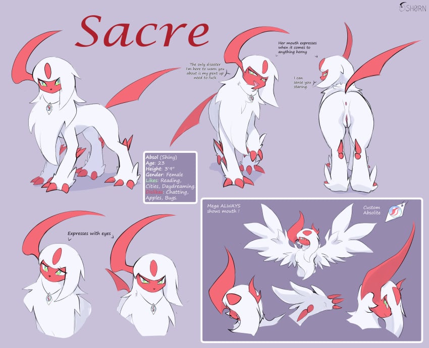 absol ds_h0rn female feral generation_3_pokemon generation_6_pokemon genitals hi_res mega_absol mega_evolution model_sheet nintendo pokemon pokemon_(species) pussy solo