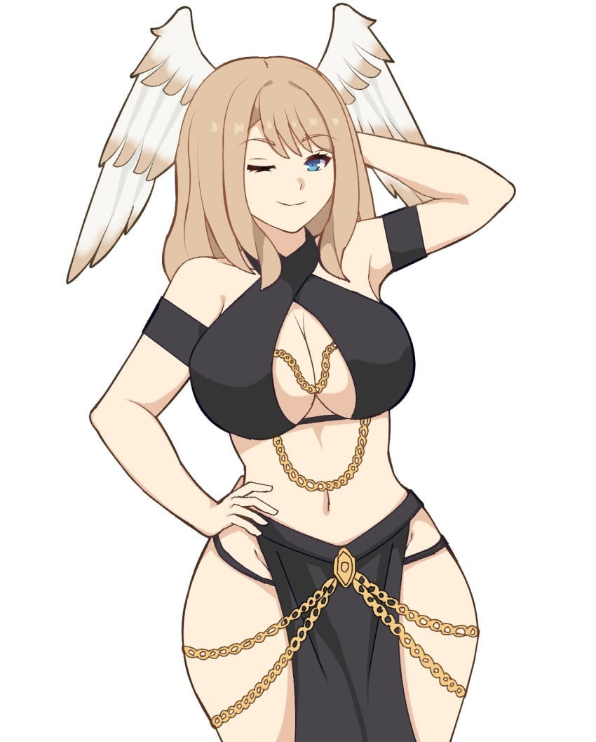 breasts djames dress eunie_(xenoblade) female female_only nintendo one_eye_closed solo tagme wings_on_head xenoblade_(series) xenoblade_chronicles_3 yomorio_lingerie