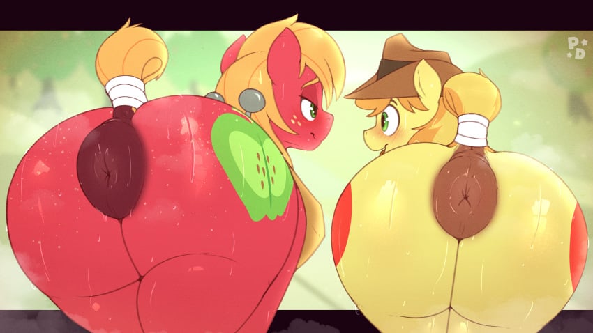 absurd_res anus ass big_anus big_butt big_macintosh_(mlp) blonde_hair blonde_mane blush bodily_fluids braeburn_(mlp) clothing cowboy_hat cutie_mark duo earth_pony equid equine feral freckled_butt freckled_face freckles friendship_is_magic fur green_eyes hair half-closed_eyes hasbro hat headgear headwear hi_res horse looking_at_another male male_focus male_only mammal mane my_little_pony narrowed_eyes orange_hair orange_mane orange_tail pony pony_dreaming puffy_anus rear_view red_body red_fur sh_(mlp) smile smiling_at_another standing sweat sweatdrop sweaty_anus sweaty_body sweaty_butt sweaty_legs sweaty_thighs tail tail_wraps walking wide_eyed wide_hips wraps yellow_body yellow_fur yellow_tail