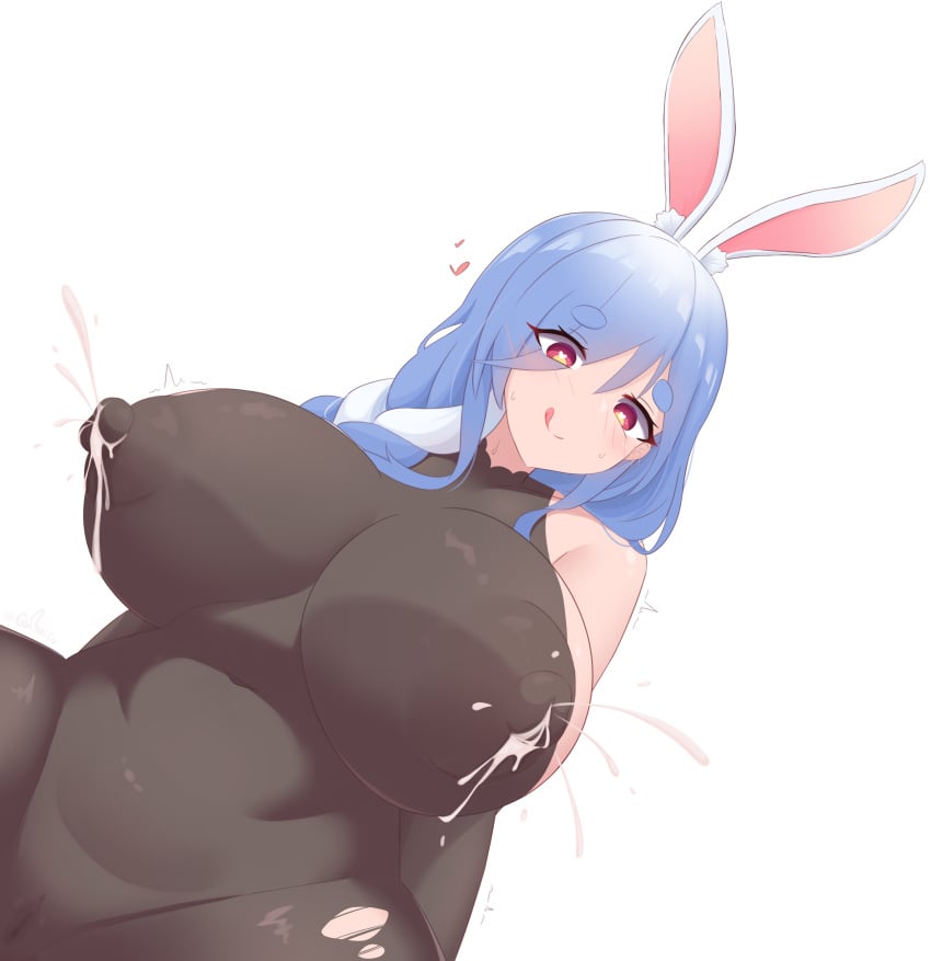 1girls alternate_version_available blue_hair female female_only gabai hololive hololive_fantasy hololive_japan image_set mature_female milf mother pekomama rabbit_ears solo virtual_youtuber white_background