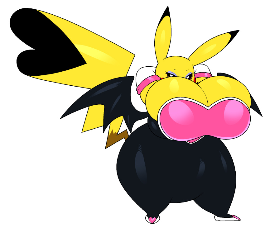 1girls 2019 absurd_res alpha_channel anthro barely_contained_breasts big_breasts brown_eyes busty cleavage cleft_tail clothed clothing cosplay cosplay_pikachu_(character) eyelashes eyeshadow female female_only fur generation_1_pokemon giant_breasts heart_symbol hi_res huge_breasts looking_at_viewer makeup mammal multicolored_ears nintendo outline pikachu pokemon pokemon_(species) red_cheeks rodent rouge_the_bat_(cosplay) sega simple_background solo sonic_(series) sonic_the_hedgehog_(series) tail thick_thighs walter_sache wide_hipped_female wide_hips yellow_body yellow_fur