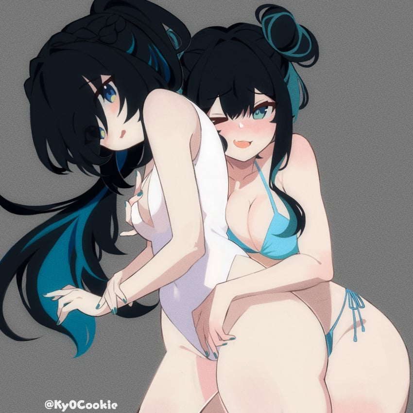 ariacen ariasolaeter bra breasts gothic_girl lesbians solaeter swimsuit virtual_youtuber vtuber