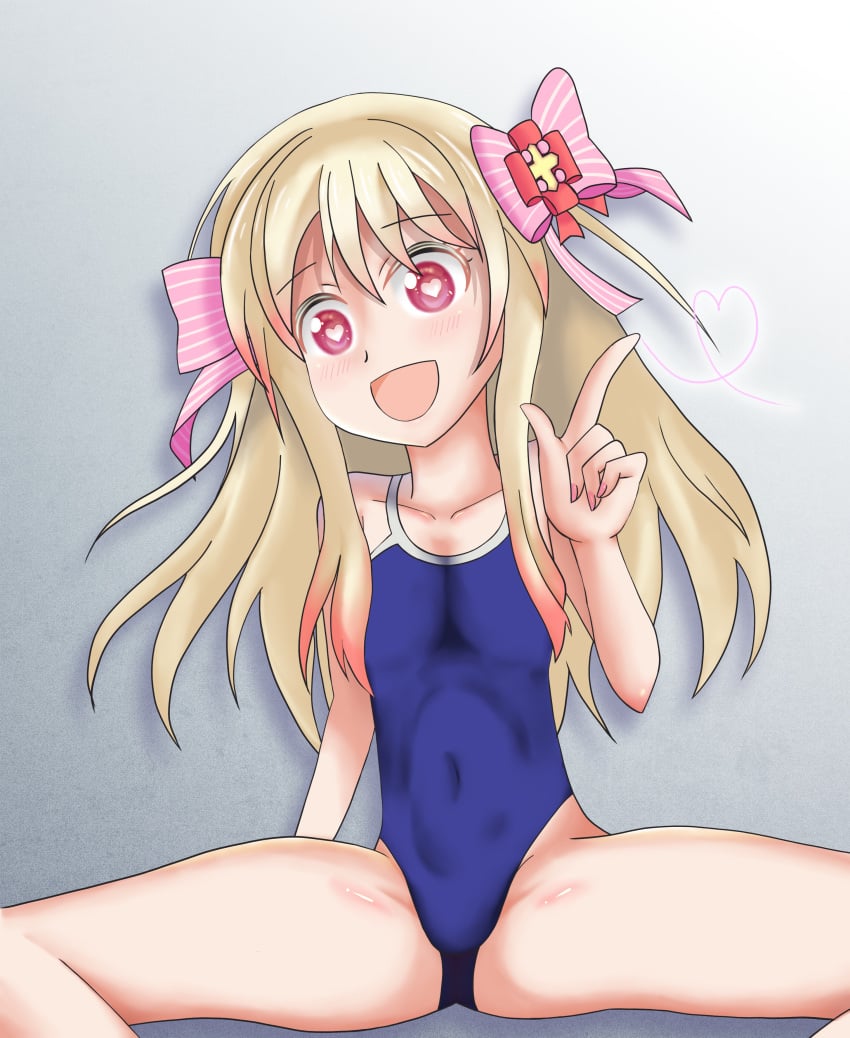 bad_id bad_pixiv_id blonde_hair chaos_marie_(grimms_notes) grimms_notes kusaka_eruko long_hair pink_eyes school_swimsuit