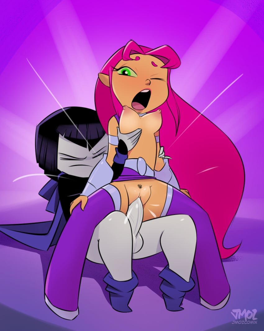 1futa 1girls balls big_ass big_breasts big_penis breasts clothed clothing dc dc_comics duo erection female futa_on_female futanari humanoid humanoid_penis jmoz jmoz_comix orange-skinned_female penis raven_(dc) standing starfire teen_titans teen_titans_go vaginal_penetration