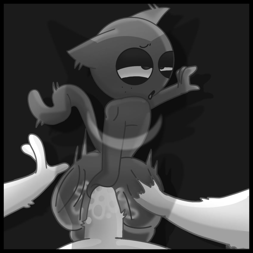 1boy 1futa anal anal_sex anthro anthro_on_anthro anthro_penetrated cat_ears cat_tail eyes_rolling_back grabbing_ass gray_(sprunki) hand_against_wall incredibox incredibox_mod my_name_is_the_fucking_mimic_oh_yeah public_domain shadow slapping_ass sprunki tongue_out wenda_(sprunki) white_(sprunki)