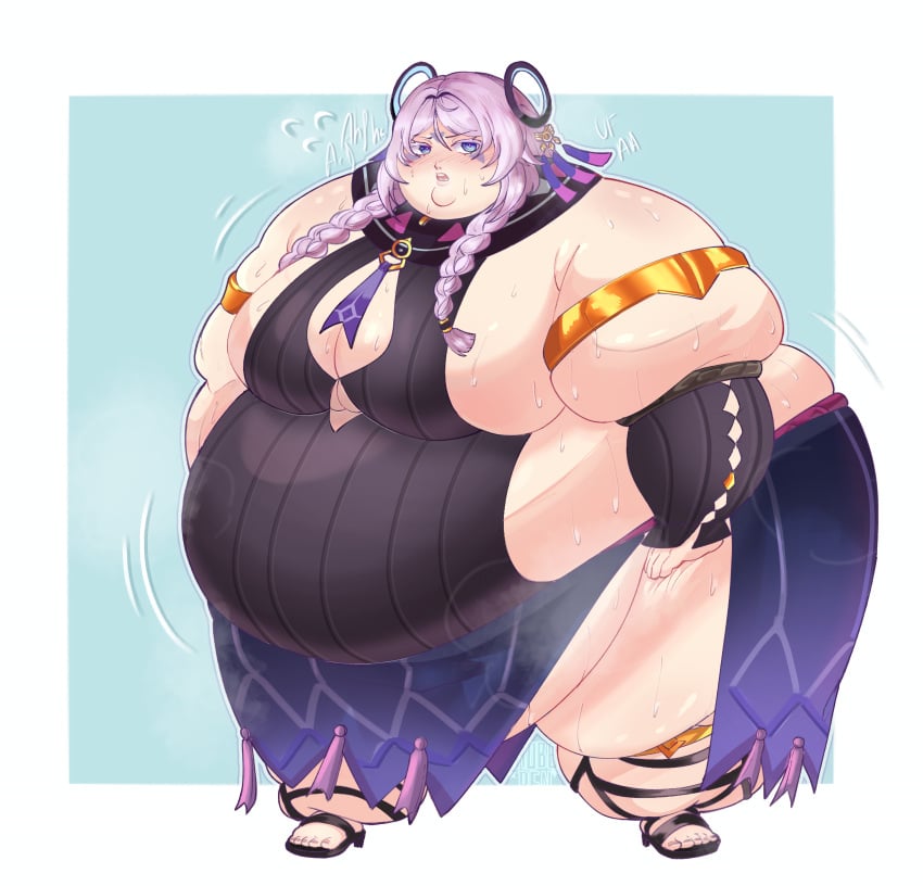 1girls bbw belly belly_bigger_than_head belly_overhang big_ass big_belly big_breasts big_butt blue_eyes braided_hair breasts_bigger_than_head citlali_(genshin_impact) double_chin fat fat_arms fat_ass fat_belly fat_breasts fat_butt fat_face fat_female fat_fetish fat_folds fat_rolls fat_thighs fat_woman genshin_impact huge_ass huge_belly huge_butt huge_thighs morbidly_obese morbidly_obese_female obese obese_female out_of_breath purple_hair ssbbw sweat sweatdrop sweating sweaty sweaty_body thick_thighs