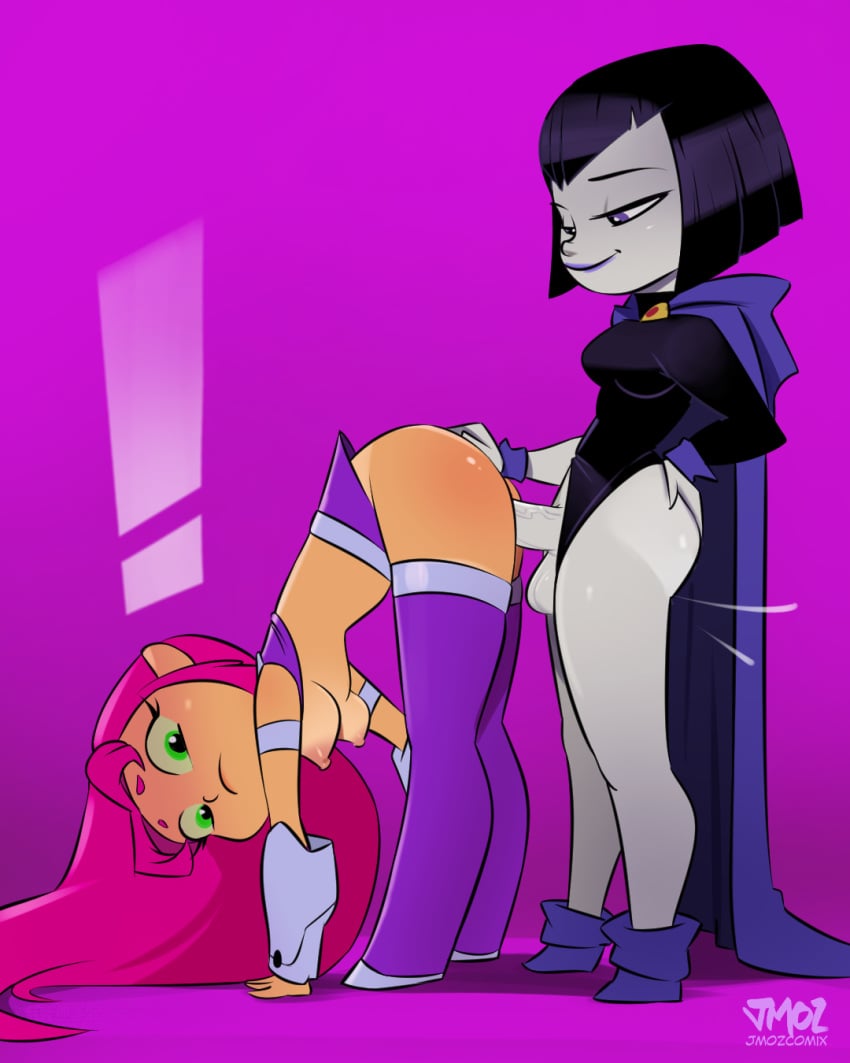 1futa 1girls dc dc_comics futanari jmoz jmoz_comix raven_(dc) starfire teen_titans teen_titans_go