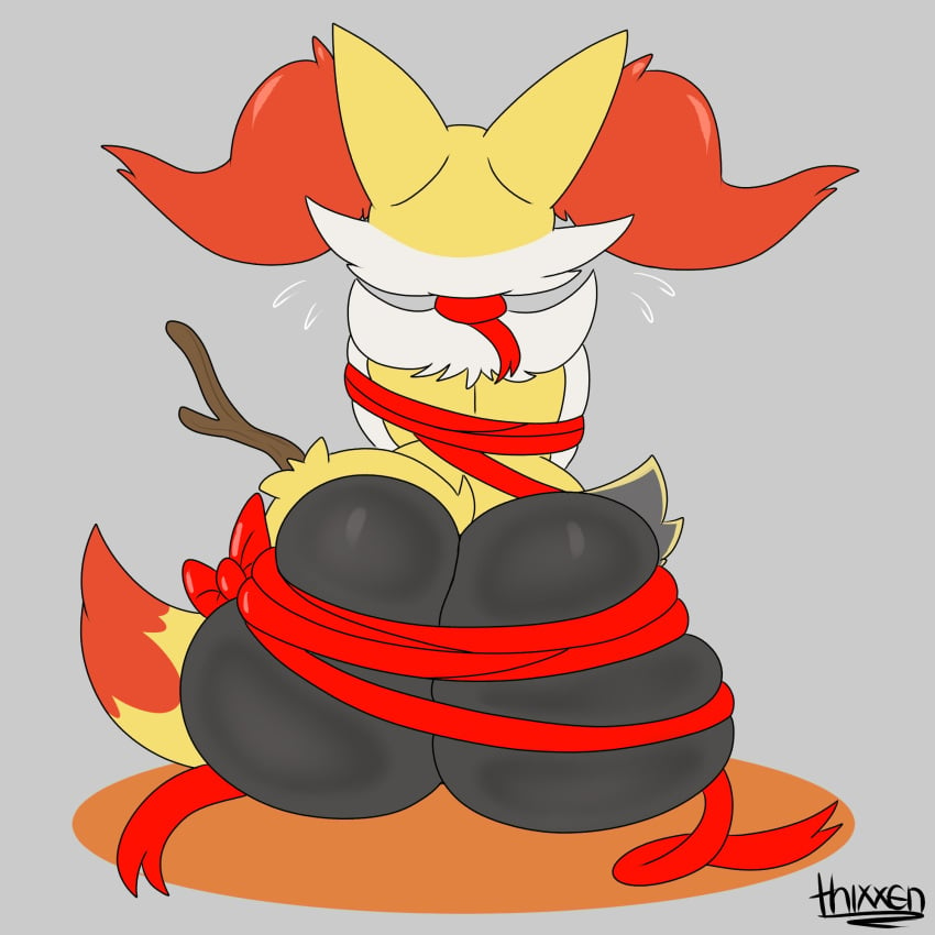 big_ass braixen bubble_butt female furry huge_ass pokemon pokemon_(species) thick_thighs thixxen tied_up wide_hips