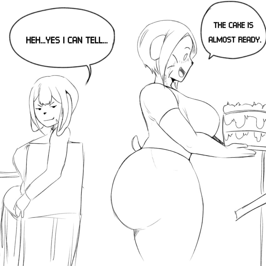 anthro big_ass big_breasts cake canine evil_smile isabella_(yonstar_estudios) looking_at_ass meme milf mochi_(jxzuke) yonstar_studios yuri