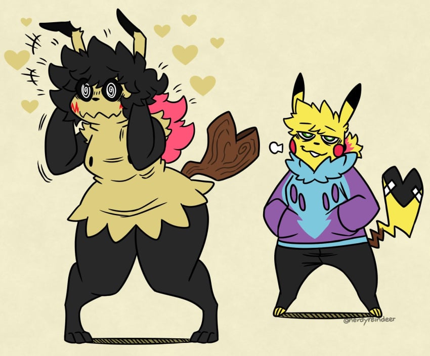 big_breasts breasts female furry huge_breasts mimikyu nerdyreindeer pikachu pokemon pokemon_(species) tagme thick_thighs wide_hips