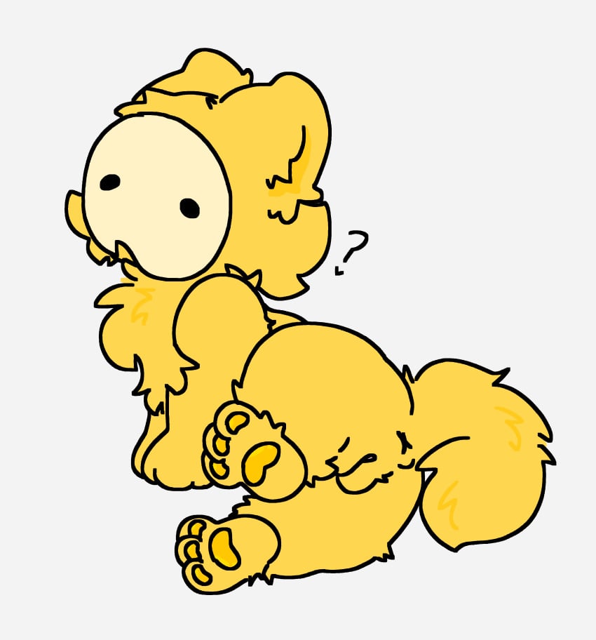 2d 2d_(artwork) 2d_artwork cub fluffy gold_fur goo_creature gootraxian innocent kaiju_paradise leg_lift leg_up looking_back pawpads paws presenting presenting_hindquarters presenting_pussy puppy puppy28_(artist) pussy question_mark roblox slime_pup_(kaiju_paradise)