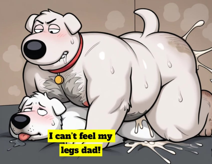 ai_generated anal anal_sex anthro ass bara brian_griffin canine chubby cum cum_in_ass cum_inside dad dirty_feet drooling family_guy fat fat_ass feet gay incest male male/male overweight sweaty_ass sweaty_legs