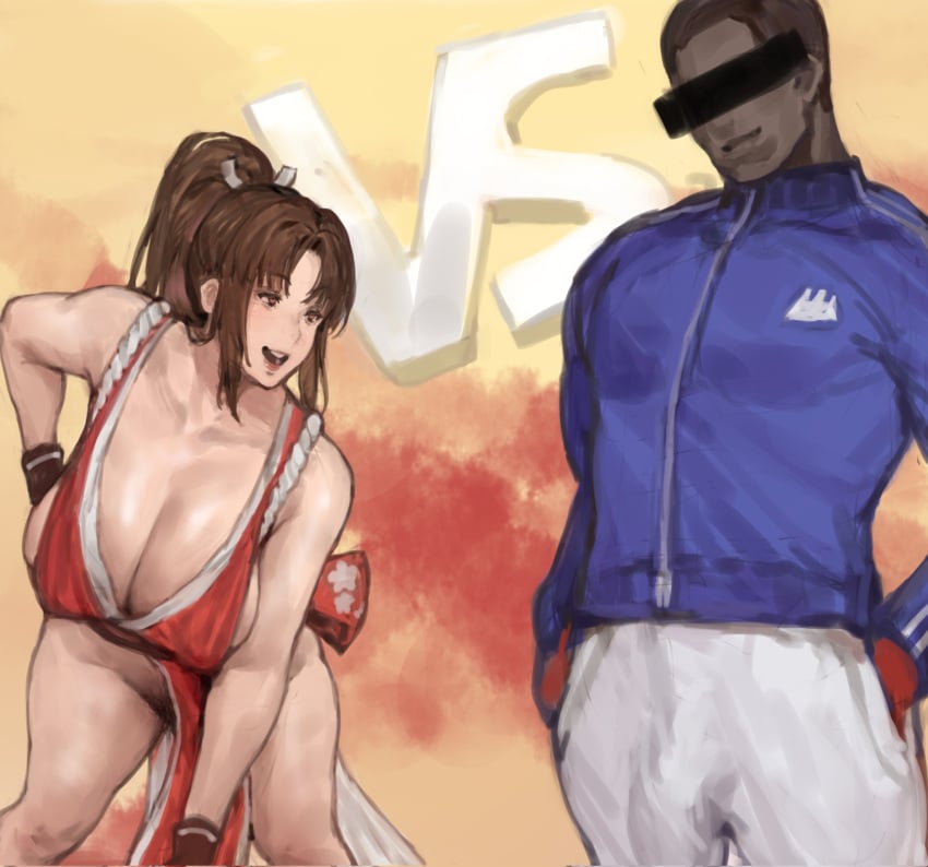 before_fight before_rape before_sex big_breasts boingoo breasts brown_eyes brown_hair cleavage cleavage_window combat dark-skinned_male dark_skin fatal_fury huge_breasts imminent_rape imminent_sex japanese japanese_clothes japanese_female king_of_fighters large_breasts light-skinned_female light_skin mai_shiranui no_bra no_panties page_1 part_1 part_of_a_set plump plump_breasts pose posing pubic_hair pubic_hair_peek pussy pussy_peek red_clothing sideboob skimpy skimpy_clothes skimpy_outfit slightly_chubby slightly_chubby_female voluptuous voluptuous_female