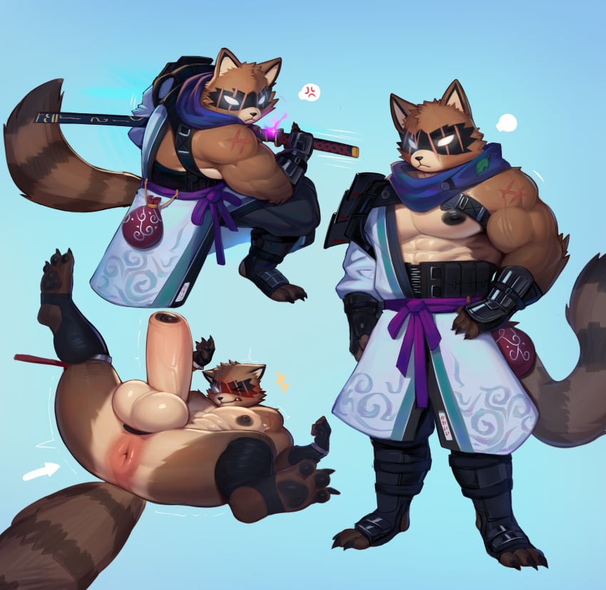 abs absurd_res anthro anus areola asian_clothing ass balls barazoku big_balls big_muscles big_pecs big_penis black_glans black_nipples black_nose cheek_tuft claws clothed clothing cross-popping_vein cydonia_xia east_asian_clothing epic_games erection facial_tuft feet fortnite genitals glans hajime_(fortnite) hi_res hindpaw huge_balls huge_cock huge_muscles huge_pecs humanoid_genitalia humanoid_penis japanese_clothing katana male mammal manly mask melee_weapon muscular muscular_arms muscular_male nipples nude one_eye_closed paws pecs penis pose procyonid raccoon samurai scar shoulder_scar solo speech_bubble spread_butt spread_legs spreading sword tail thick_arms thick_penis thick_thighs toe_claws tuft vein veiny_penis warrior weapon