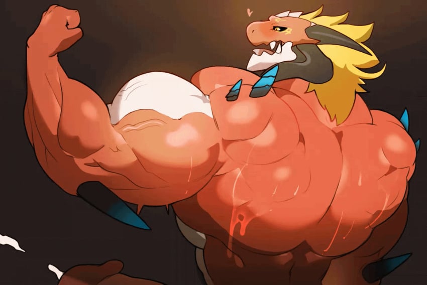 abs animated anthro back_muscles barazoku big_muscles blonde_hair blush bodily_fluids cum cumshot dragon ejaculation erection flexing flexing_bicep flexing_muscles genital_fluids genitals hair huge_muscles loop magangz magangz_(character) male male_only manly multicolored_body muscular muscular_anthro muscular_arms muscular_male mythological_creature mythological_scalie mythology nude open_mouth penis red_body scalie sharp_teeth solo spikes spikes_(anatomy) sweat sweaty_back sweaty_body teeth thick_arms two_tone_body vein veiny_arms veiny_muscles veiny_penis white_body