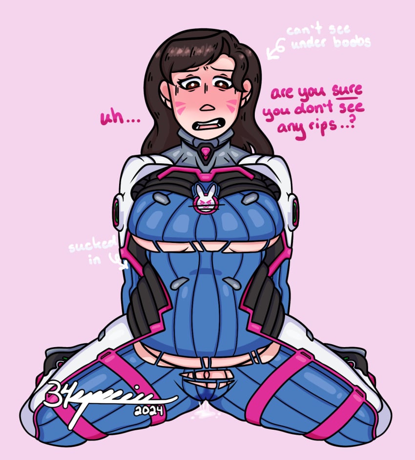 34species big_belly big_breasts blush d.va dripping_pussy fat_belly fat_thighs hairless_pussy inconvenient_breasts kneeling outgrowing_clothes overwatch overwatch_2 overweight ripping_clothes underboob wardrobe_malfunction weight_gain