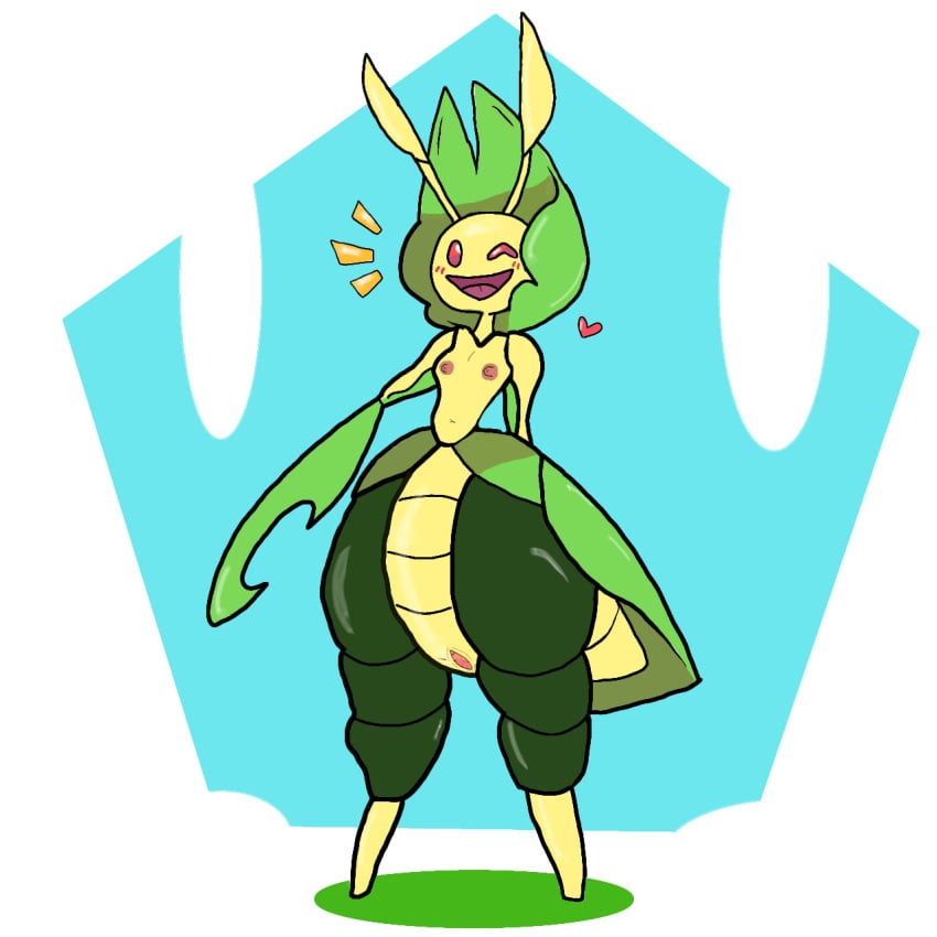 breasts bug_type grass_type leaf leavanny pokemon pokemon_(species) staring_at_viewer vagina