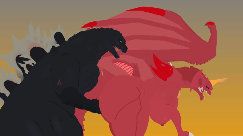 big_breasts destroyah fingers godzilla godzilla_(series) godzilla_junior kaiju sticknodes