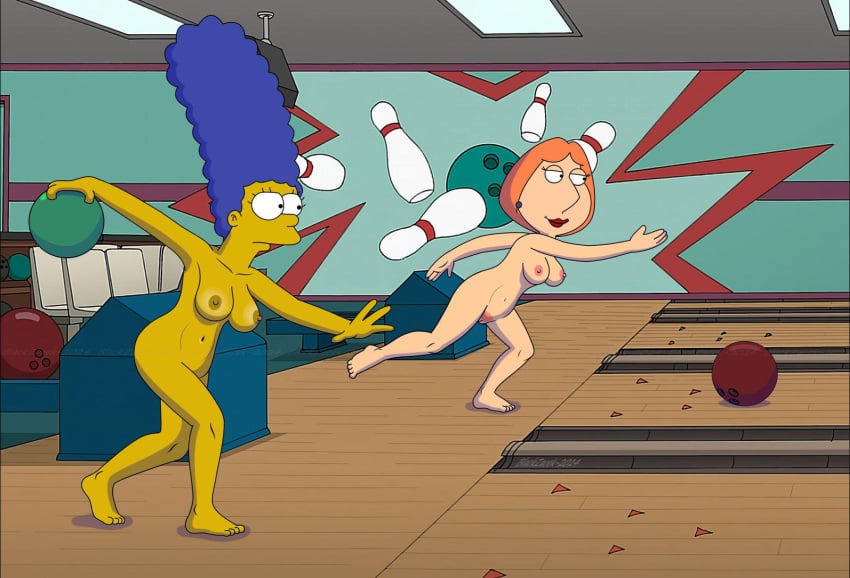 blackzacek bowling family_guy lois_griffin marge_simpson nude_female the_simpsons