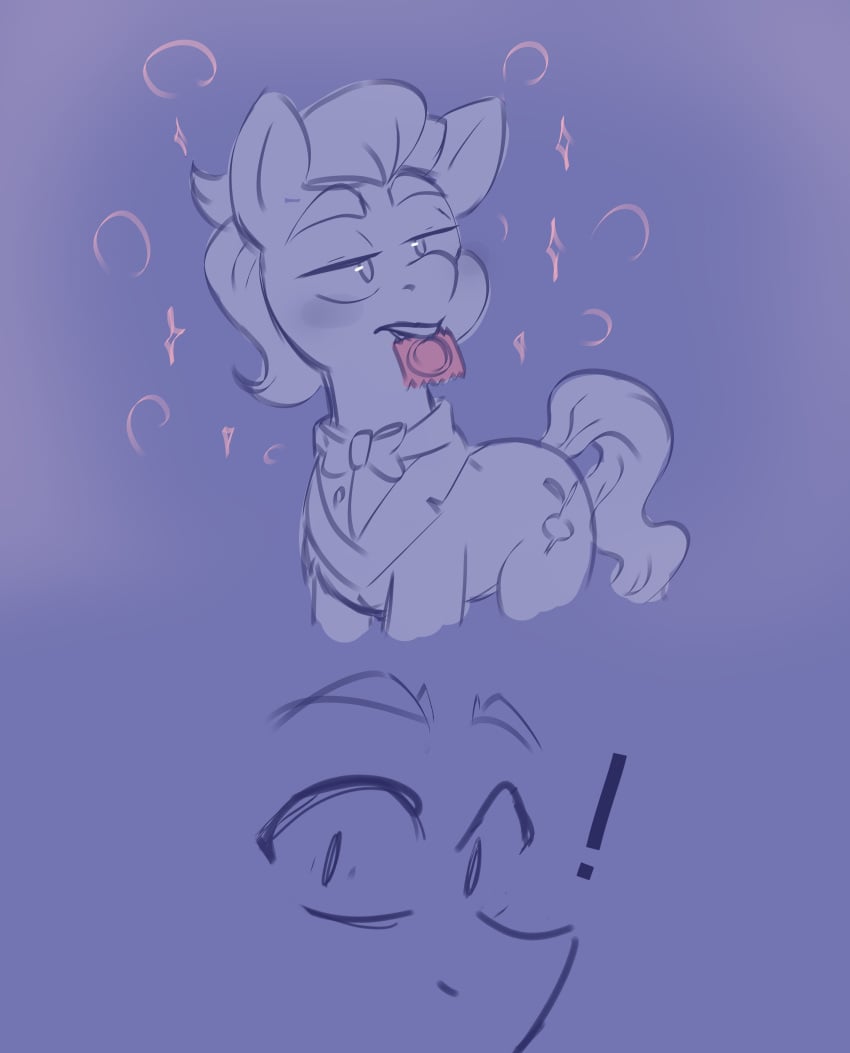 absurd_res blush bow_tie clothing condom condom_in_mouth equid equine hasbro hi_res hitch_trailblazer_(mlp) horse imminent_sex male male/male mammal mlp_g5 mouth_hold my_little_pony object_in_mouth pony sexual_barrier_device sin4thesoul sparkles sprout_cloverleaf_(mlp) suit