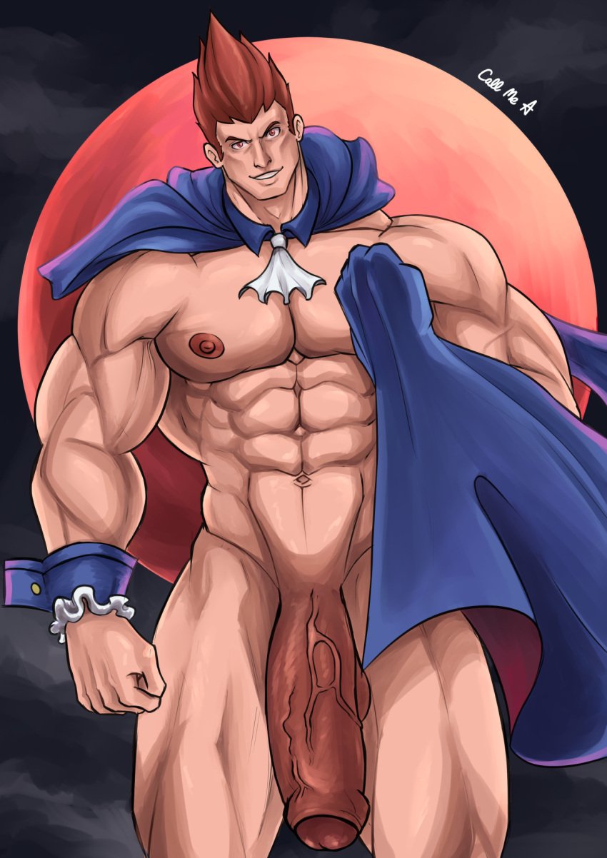 1boy abs balls bara big_balls big_muscles big_nipples big_pecs big_penis brown_hair callmea_(artist) daddy darkstalkers demitri_maximoff dilf erect_nipples gay hair huge_balls huge_cock huge_muscles huge_pecs humanoid male male_only monster monstrous_humanoid muscular muscular_humanoid muscular_male navel nipples nude pecs penis signature solo vampire