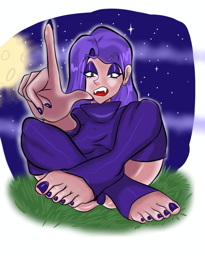 digital_drawing_(artwork) duolingo fanart feet female legs lily_(duolingo) nails purple_hair vampire_girl