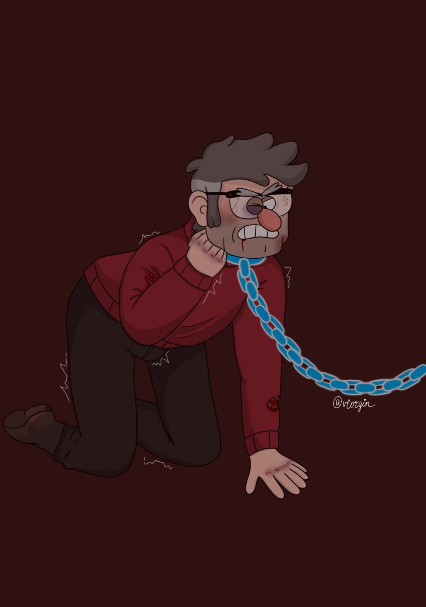 blood boner boner_in_pants chains choking claw_marks gravity_falls stanford_pines