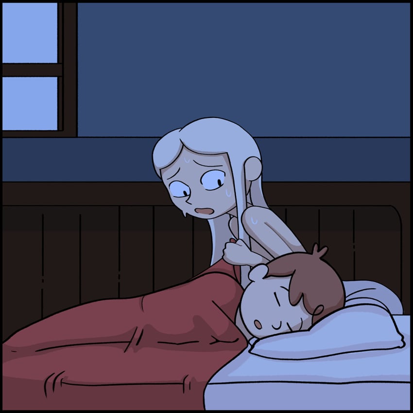 asleep comic ctfbm david_(hilda) hilda_(series) long_hair marra waking_up