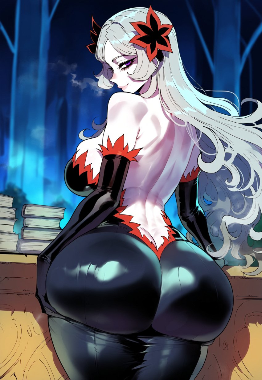 ai_generated ass ass_focus ass_grab bare_back big_ass big_breasts big_butt big_thighs bubble_butt closed_mouth curvy curvy_female curvy_figure dijiai dress focus freya_(danmachi) from_behind from_front_position front_view hourglass_figure huge_ass indoors looking_at_viewer looking_back mommy navel night nsfw purple_eyes round_ass round_butt smiling standing steam steaming_body thiccwithaq_(ai_style) thick thick_ass thick_butt thick_legs thick_thighs thighs white_hair wide_hips