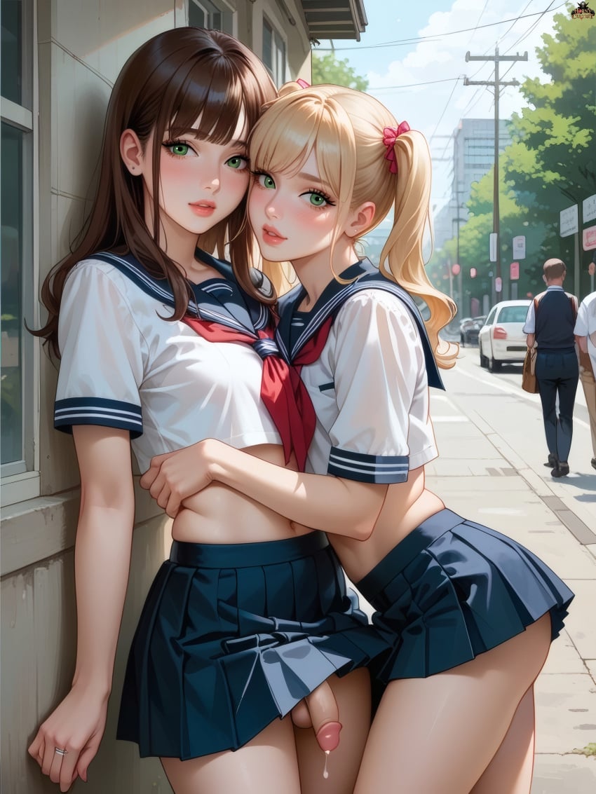 ai_generated cute femboy femboy_only feminine_male horny_cultist_artist patreon penis school_uniform skirt