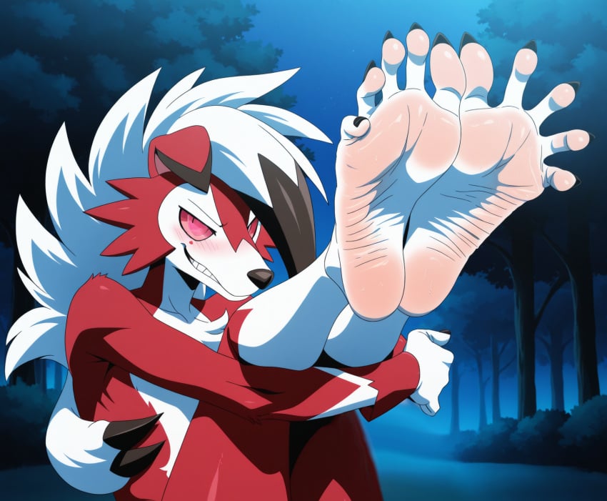 ai_generated anthro background black_toenails claws feet feet foot_fetish fuealahomg fur furry furry_only high_resolution highres legs lycanroc muscles muscular muscular_male painted_toenails pink_soles pokemon pokemon_(species) red_eyes red_fur shy smile smiling_at_viewer soles soles_fetish solo solo_male sweat sweatdrop sweating sweaty_soles tagme thighs thighs_together toe_claws toenail_polish toenails toes white_fur wolf wolf_ears wolf_humanoid wrinkled_soles