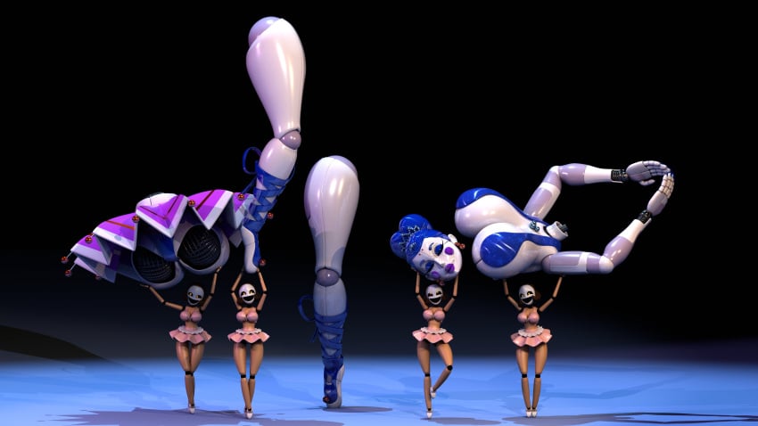 3d 3d_model 3d_render 5girls animatronic animatronic_female ballerina ballerina_shoes ballora ballora_(cosmic_trance) ballora_(fnafsl) big_breasts blue_hair cosmic_trance dismantled dismemberment five_nights_at_freddy&#039;s five_nights_at_freddy&#039;s:_sister_location fnaf huge_breasts milf minireena purple_eyes revealing_clothes robot robot_girl skinny_waist tiny_female useless_clothing white_skin