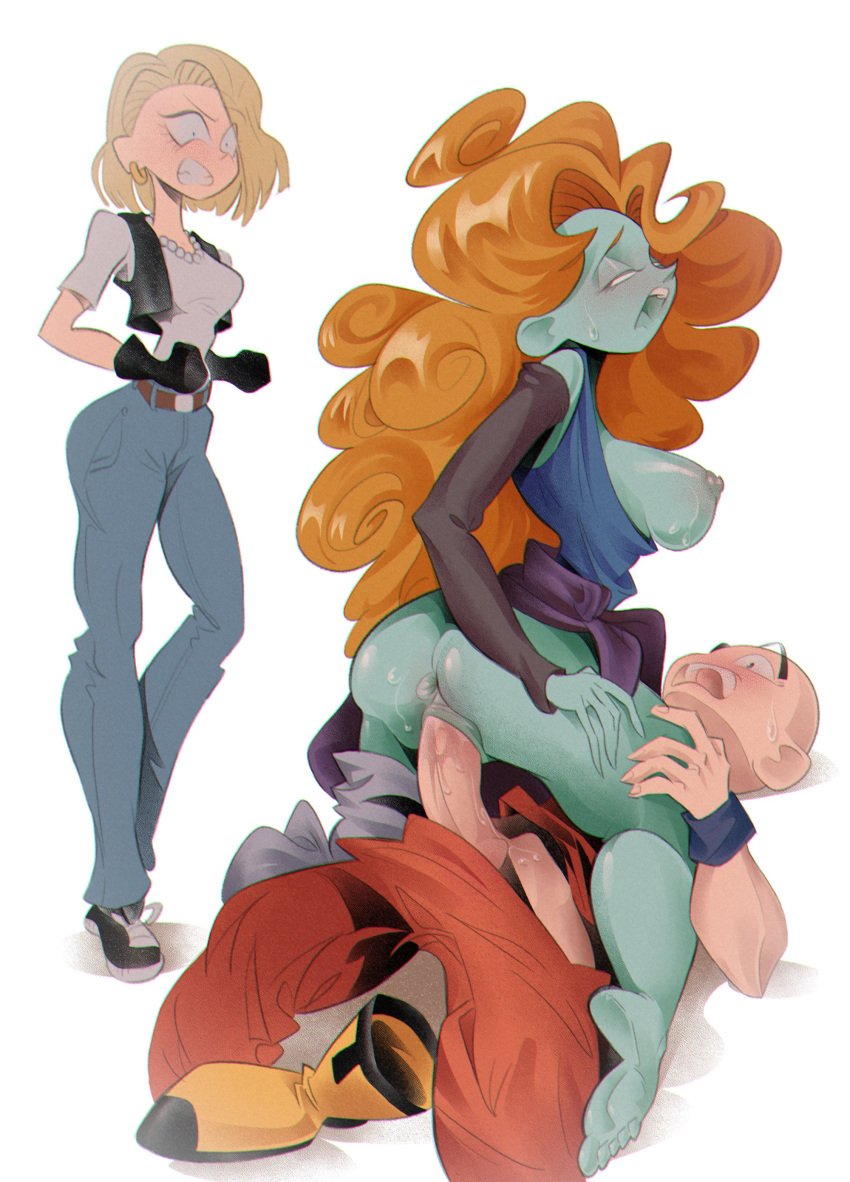 1boy 2girls alien alien/human alien_female alien_girl android_18 areolae ass ass_focus bald bald_man being_watched belt black_gloves blonde_female blonde_hair blue_jeans blue_pants breasts breasts_focus butt cheating cheating_(relationship) cheating_boy cheating_husband cheating_male cheating_with_villainess clothed clothed_female clothed_male clothed_sex clothing cowgirl_position cyborg cyborg_girl dragon_ball dragon_ball_(series) dragon_ball_z female female_focus female_penetrated full_body gloves hero hero/villainess hero_fucks_villainess hero_on_villain hero_on_villainess hero_penetrating_villainess heroine husband husband_and_wife infidelity jeans krillin kuririn legs long_hair male male/female male_focus male_hero male_penetrating male_penetrating_female multiple_females multiple_girls netorare nipples ntr open_mouth orange_pants pants pants_down penetration penis penis_in_pussy penis_inside penis_inside_pussy riding riding_penis sentones sex shoulder_length_hair shoulder_length_hair_female shoulder_long_hair shounen_jump shueisha straddling straddling_penis teeth threesome toei_animation trio trio_focus vaginal_penetration vaginal_sex very_long_hair very_long_hair_female villainess weekly_shonen_jump weekly_shounen_jump wife wife_and_husband wife_watching wtoons zangya