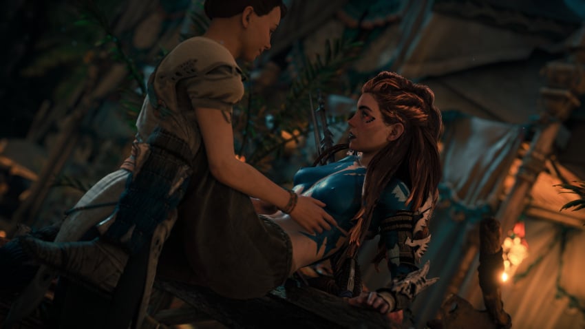 3d aloy gameplay gameplay_screenshot horizon_forbidden_west horizon_zero_dawn lesbian_sex playstation ps5 screenshot yuri