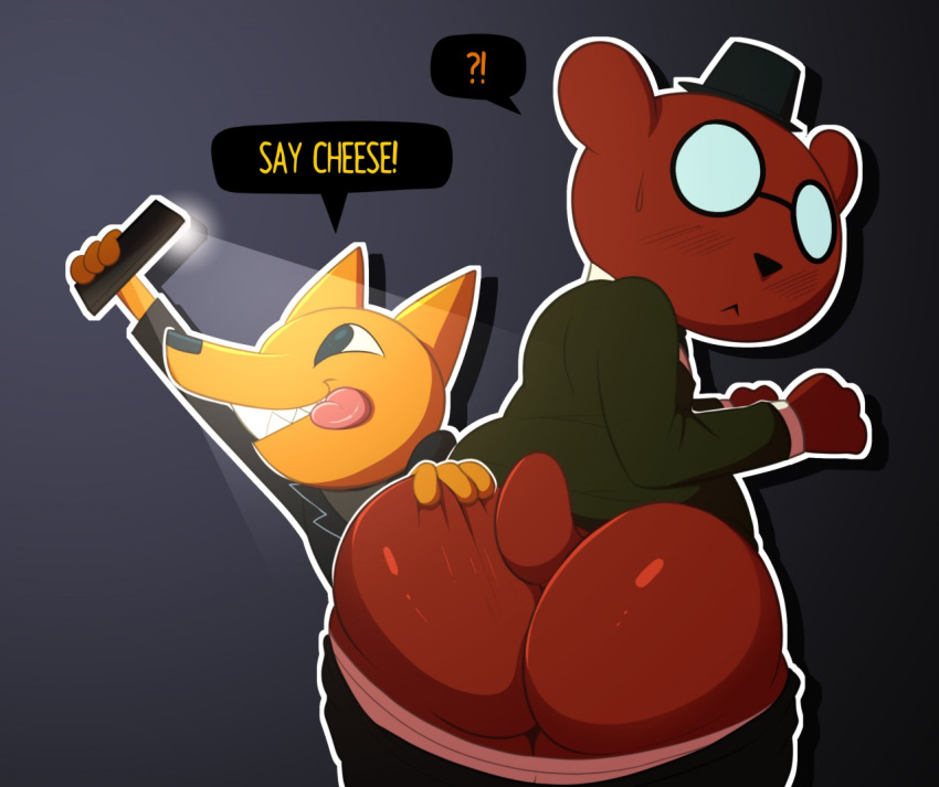 angus_(nitw) ass ass_up assisted_exposure fox gregg_(nitw) jerseydevil male male_only mammal night_in_the_woods undressed video_games yaoi