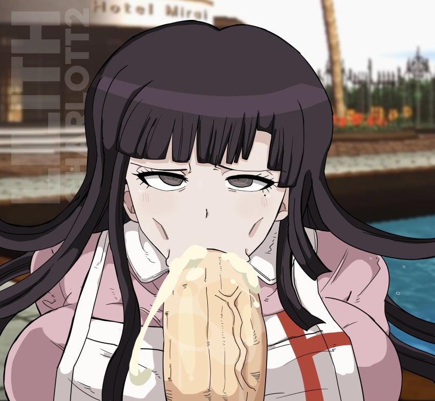 1boys 1girls apron big_breasts blowjob breasts clothed clothed_female clothed_female_nude_male cock cock_worship cum cum_in_mouth cum_inside cumshot cumshot_in_mouth danganronpa danganronpa_2:_goodbye_despair drinking_cum faceless_male light-skinned_female lilithcharlott2 nurse nurse_outfit penis purple_hair tsumiki_mikan