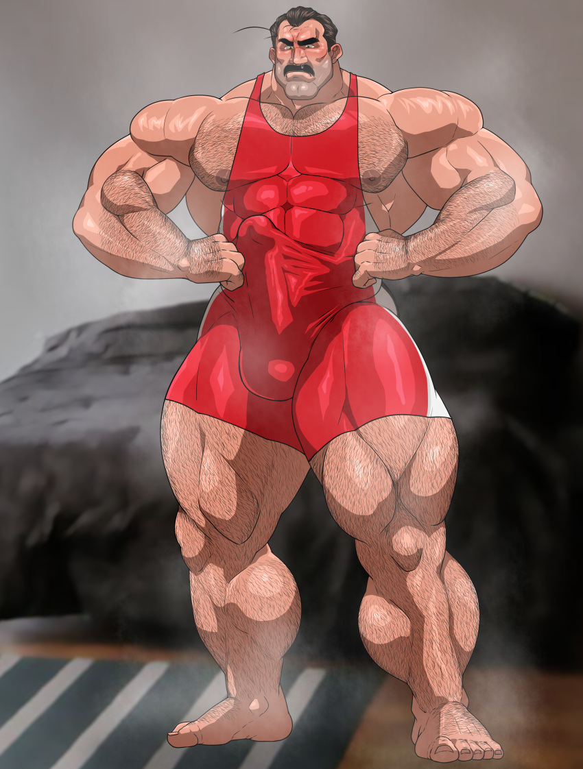 balls bara body_hair boner erection erection_under_clothes facial_hair hitenmaru male male_only moustache muscles muscular musk penis singlet solo solo_male