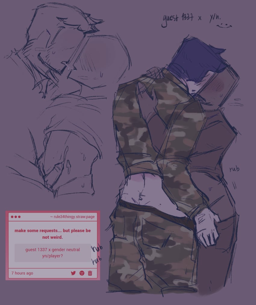 0ni0ns4n camouflage color colored cum cum_on_body cum_on_stomach drool_string drooling dry_humping female forsaken_(roblox) gay guest_1337_(forsaken) guest_1337_(the_last_guest) hugging kissing male maybe_gay no_background pulling_down_pants request roblox roblox_game robloxian rubbing rubbing_penis self_upload straight strawpage_request the_last_guest you