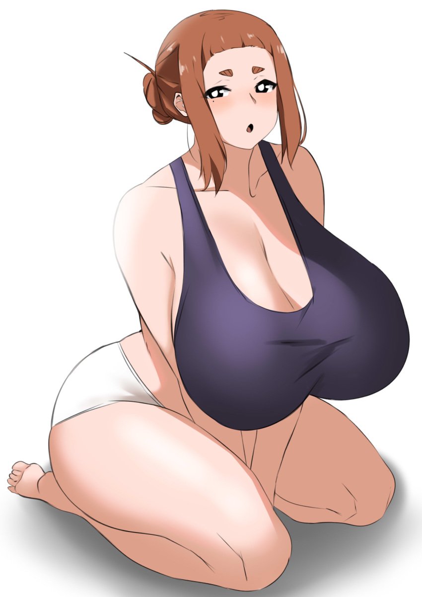 1girls big_breasts breasts brown_hair busty cleavage curvaceous curvy curvy_body curvy_female curvy_figure female huge_breasts kaii_to_otome_to_kamikakushi kududama large_breasts mole mole_under_eye short_eyebrows small_eyebrows sumireko_ogawa thick_thighs thighs voluptuous