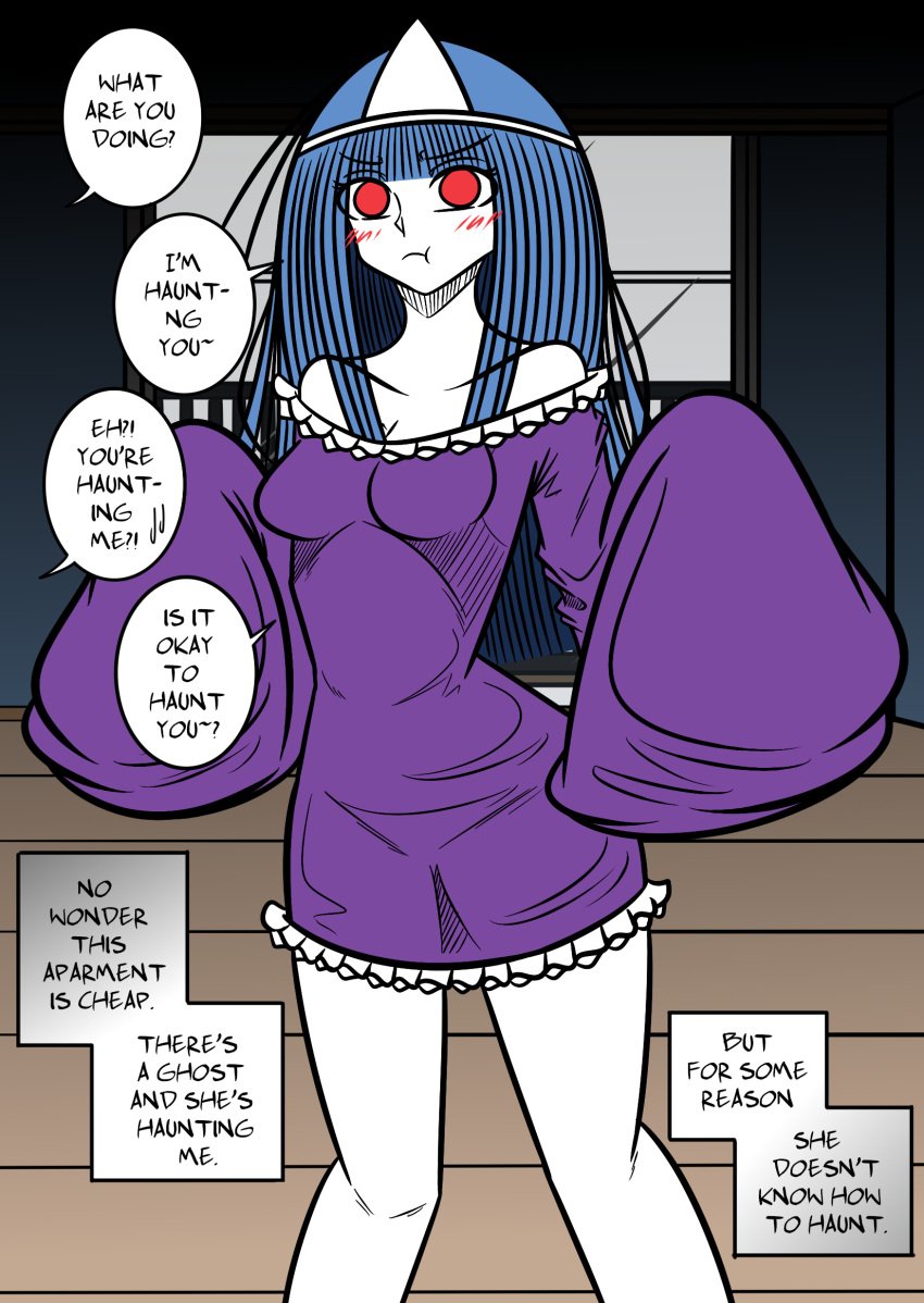 blue breasts english_text ghost ghostmaya monster oc onryo webtoon wholesome youkai