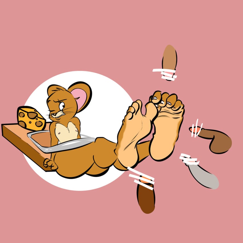 censored cheese disembodied_penis feet feet_up foot_fetish foot_focus jerry_mouse joe_erogenous joeerogenous mouse mousetrap multiple_penises penis presenting_feet scared scared_expression scrunched_toes shocked shocked_expression simple_background soles struggling stuck stuck_in_object toes tom_and_jerry turner_entertainment two_tone_body two_tone_feet two_toned_soles