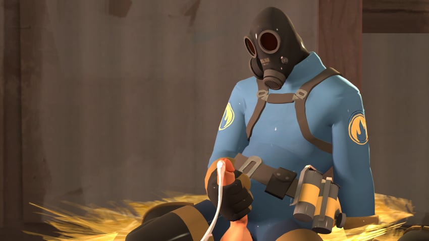 after_cumshot femboy femboy_only femboy_solo latex latex_gloves latex_suit male male_only male_solo mask masked masked_male obscured_face penile penis pyro_(team_fortress_2) team_fortress_2 zowtie