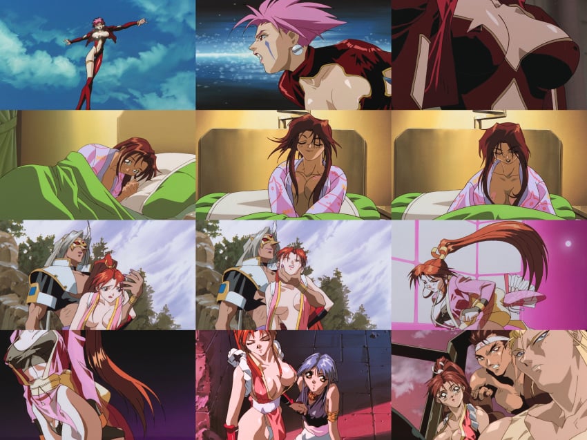 90s absurdres andy_bogard areola areola_slip ass breasts center_opening cleavage collage crotch curvy erect_nipples fatal_fury female female_with_female hauer japanese_clothes joe_higashi king_of_fighters large_ass large_breasts mai_shiranui male male_with_female male_with_male muscular_male navel nipple_bulge nipple_slip nipples nipples_visible_through_clothing no_bra oobari_masami panni_(fatal_fury) penis revealing_clothes screencap see-through sideboob sulia_gaudeamus