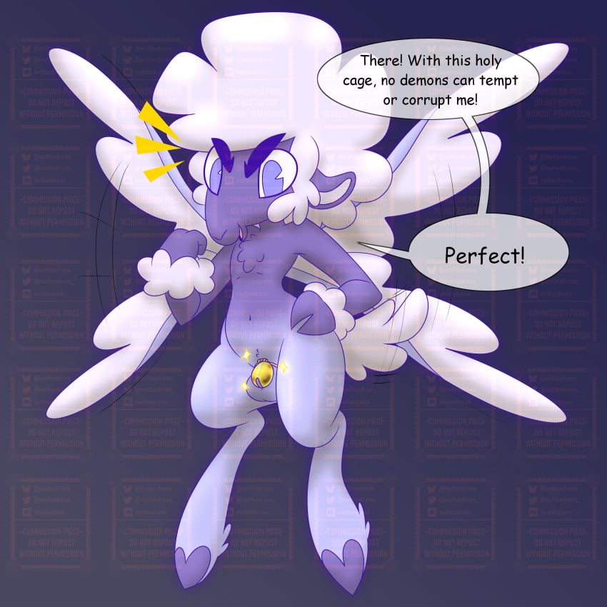 angel chastity_cage chastity_device cherub cockcage collin_(helluva_boss) helluva_boss lamb muttondraws nsfw sheep